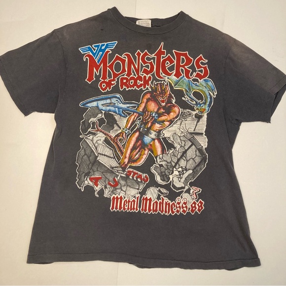 Vintage Monsters Of Rock Tee. 1988. Size L. 1 Owner. Metal Madness! Faded Blk | Color: Black/Gray | Size: L | Pm-56752254's Closet